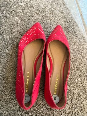 Madden Girl Red Pointed Toe Cutout Flats